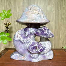 Load image into Gallery viewer, Natural Dream Amethyst Mushroom Family Carving Home Decor