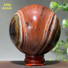 Load image into Gallery viewer, Natural Striped Agate Crystal Sphere – Quartz Mineral Specimen for Collection, Meditation &amp; Home Decor