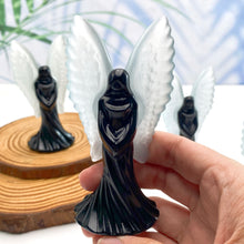 Load image into Gallery viewer, 1PC Black Obsidian Angel Stone Statue Home Decor