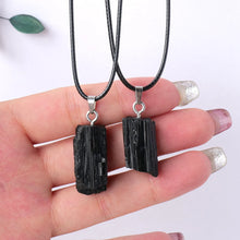 Load image into Gallery viewer, 1PC Natural Crystal Black Tourmaline Raw Stone Unpolished Pendant Necklace