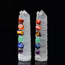 Load image into Gallery viewer, 1PC Natural Selenite Point Seven Chakras Healing Obelisk