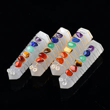 Load image into Gallery viewer, 1PC Natural Selenite Point Seven Chakras Healing Obelisk