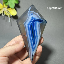 Load image into Gallery viewer, Natural Blue Agate Diamond Shaped Polished Mineral Specimen Home Decor