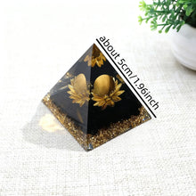Load image into Gallery viewer, 1PC Orgone Obsidian Resin Pyramid – Lotus Symbol Energy Generator for Healing &amp; Protection