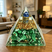 Load image into Gallery viewer, 1PC Orgone Pyramid Malachite with Lapis Lazuli Sphere Copper Coil for Healing Benefits