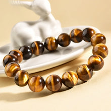 Load image into Gallery viewer, 12mm Natural Tigers Eye Stone Bracelet for Healing