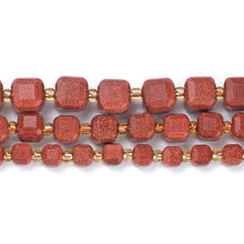 Load image into Gallery viewer, Gold Sandstone Faceted Cube Beads – Natural Gemstone Spacer Beads for DIY Jewelry Making, Bracelets &amp; Earrings