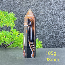 Load image into Gallery viewer, Natural Black Agate and Red Agate Striped Mineral Obelisk for Healing