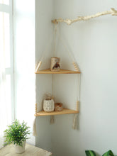 Load image into Gallery viewer, Wood Corner Crystal Display Shelf – Floating Wall Organizer for Crystal, Mineral &amp; Home Decor Collection