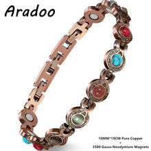 Load image into Gallery viewer, Pure Copper Bracelet for Women with Turquoise Ultra Strength Magnetic Wristband