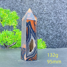 Load image into Gallery viewer, Natural Black Agate and Red Agate Striped Mineral Obelisk for Healing