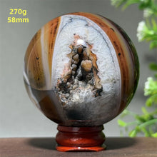 Load image into Gallery viewer, Natural Striped Agate Crystal Sphere – Quartz Mineral Specimen for Collection, Meditation &amp; Home Decor
