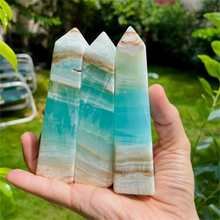 Load image into Gallery viewer, 1PC Caribbean Calcite Tower - Hemimorphite Crystal with Irregular Hole