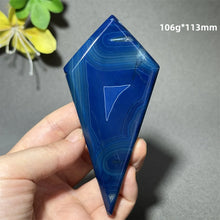 Load image into Gallery viewer, Natural Blue Agate Diamond Shaped Polished Mineral Specimen Home Decor