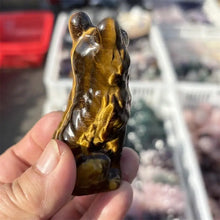 Load image into Gallery viewer, Natural Tigers Eye Stone Wolf Carving for Healing