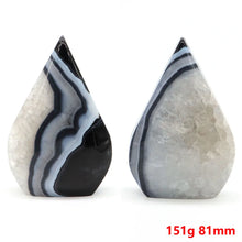 Load image into Gallery viewer, 1PC Natural Black Agate Silk Stripe Free Form Torch Shaped for Healing