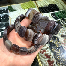 Load image into Gallery viewer, Natural Persian Gulf Agate Bracelet – Striped Gemstone Beaded Stretch Jewelry for Men &amp; Women