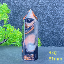 Load image into Gallery viewer, Natural Black Agate and Red Agate Striped Mineral Obelisk for Healing