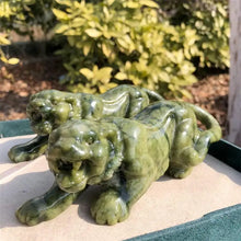 Load image into Gallery viewer, 15cm Ophiolite Green Jade Tiger Statue Carving