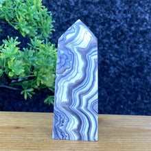 Load image into Gallery viewer, Rare Natural Striped Calcite And Agate Symbiont Crystal Obelisk