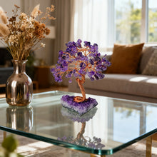 Load image into Gallery viewer, Amethyst Healing Crystal Tree Wrapped with Wire on Natural Crystal Gravel with Base Stone