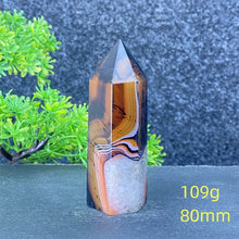 Load image into Gallery viewer, Natural Black Agate and Red Agate Striped Mineral Obelisk for Healing