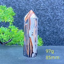 Load image into Gallery viewer, Natural Black Agate and Red Agate Striped Mineral Obelisk for Healing