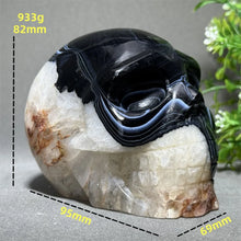 Load image into Gallery viewer, 1PC Natural Black Agate Skull Carving Home Decor