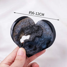 Load image into Gallery viewer, 1PC Natural Black Agate Heart Geode Carving for Healing