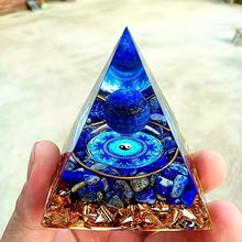 Load image into Gallery viewer, Orgone Energy Pyramid Featuring Lapis Lazuli Sphere