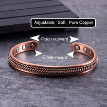 Load image into Gallery viewer, Copper Bracelet Unisex Magnetic Twisted 8.4mm Adjustable