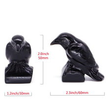 Load image into Gallery viewer, 2.3" Natural Black Obsidian Raven Statue Carving