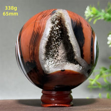 Load image into Gallery viewer, Natural Striped Agate Crystal Sphere – Quartz Mineral Specimen for Collection, Meditation &amp; Home Decor