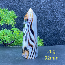 Load image into Gallery viewer, Natural Black Agate and Red Agate Striped Mineral Obelisk for Healing