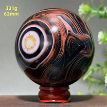 Load image into Gallery viewer, Natural Striped Agate Crystal Sphere – Quartz Mineral Specimen for Collection, Meditation &amp; Home Decor