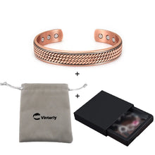 Load image into Gallery viewer, Twisted Pure Copper Bracelet for Men Women Magnetic Therapy Adjustable 12mm Wide for Healing Energy