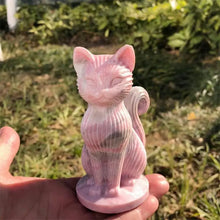 Load image into Gallery viewer, 1PC Natural Pink Opal Cat Carving Hand Polished Home Decor