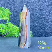 Load image into Gallery viewer, Natural Black Agate and Red Agate Striped Mineral Obelisk for Healing
