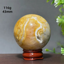 Load image into Gallery viewer, Natural Crazy Agate Crystal Sphere – Gemstone Meditation Ball with Display Base for Collection &amp; Home Decor