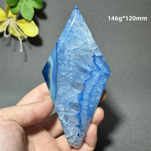 Load image into Gallery viewer, Natural Blue Agate Diamond Shaped Polished Mineral Specimen Home Decor