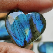 Load image into Gallery viewer, 2PC Natural Labradorite Heart Smooth Polished Flat Back