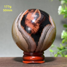 Load image into Gallery viewer, Natural Striped Agate Crystal Sphere – Quartz Mineral Specimen for Collection, Meditation &amp; Home Decor