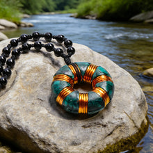 Load image into Gallery viewer, Natural Malachite Donut Shaped Orgonite Pendant Necklace Handmade with Copper Coil for Women