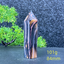 Load image into Gallery viewer, Natural Black Agate and Red Agate Striped Mineral Obelisk for Healing