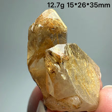 Load image into Gallery viewer, Natural Brazil Gold Rutilated Quartz Hair Crystal and specular hematite symbiosis Mineral Specimen