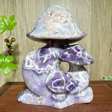 Load image into Gallery viewer, Natural Dream Amethyst Mushroom Family Carving Home Decor
