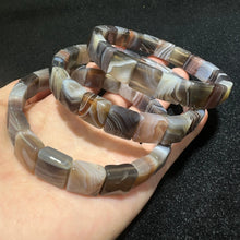 Load image into Gallery viewer, Natural Persian Gulf Agate Bracelet – Striped Gemstone Beaded Stretch Jewelry for Men &amp; Women