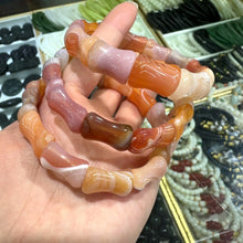 Load image into Gallery viewer, Natural Persian Gulf Agate Bracelet – Striped Gemstone Beaded Stretch Jewelry for Men &amp; Women