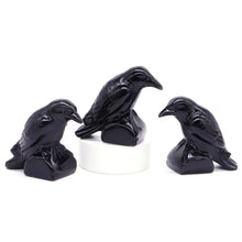 Load image into Gallery viewer, 2.3" Natural Black Obsidian Raven Statue Carving