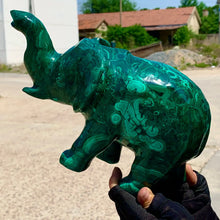 Load image into Gallery viewer, Natural Malachite Carved Crystal Elephant For Healing Wealth Abundance
